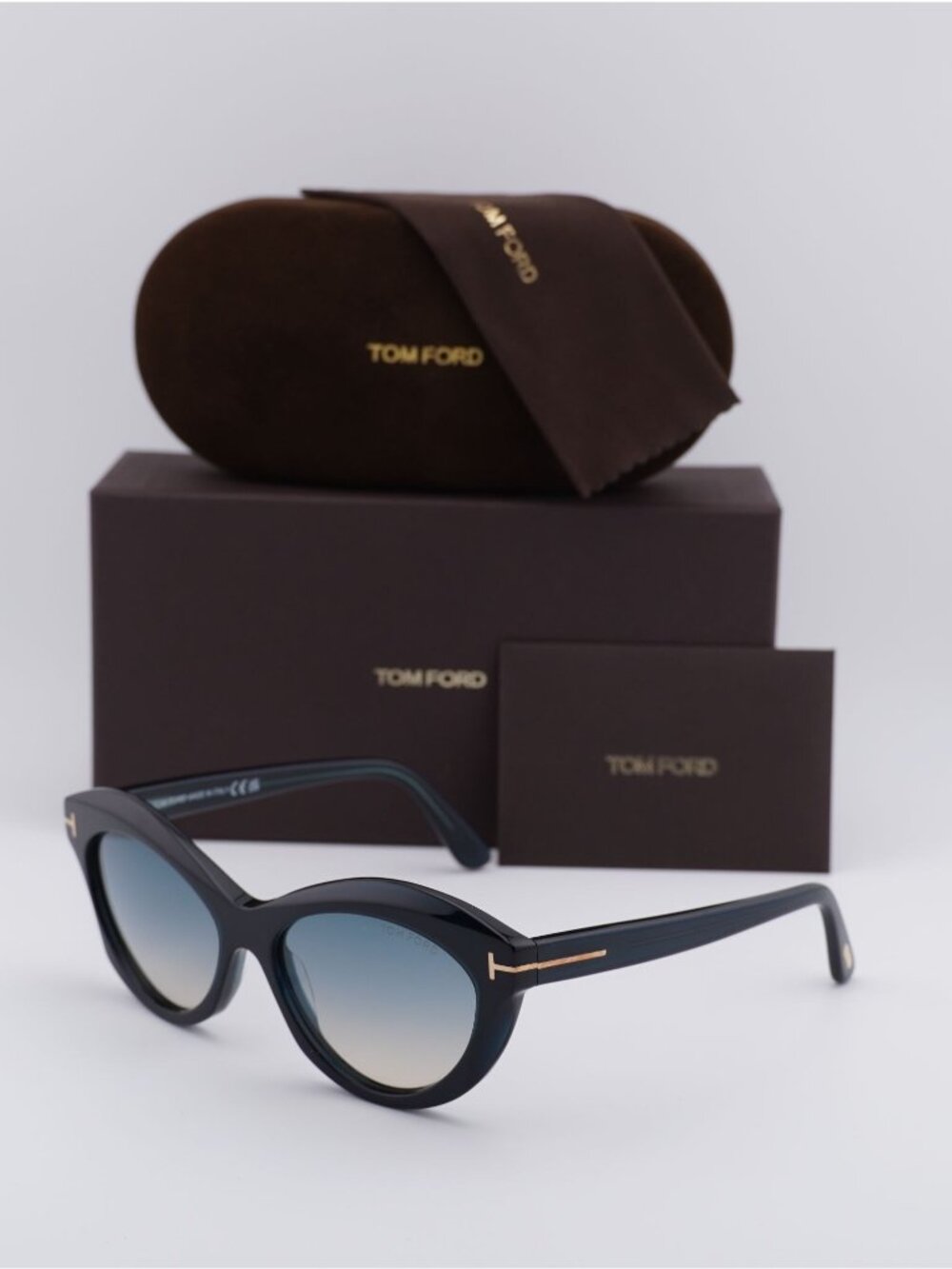 Tom Ford Toni FT1111 92P Cat Eye Sunglasses - Shiny Blue\ Green Gradient